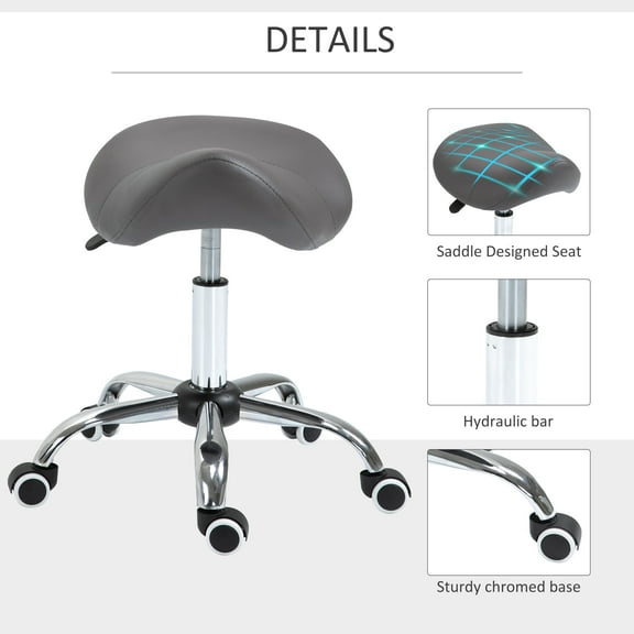 Bedroom Benches Ergonomic Rolling Saddle Stool PU Leather Hydraulic Spa Stool Height Adjustable Swivel Drafting Medical Salon Chair, Grey,Bedroom Benches With Storage