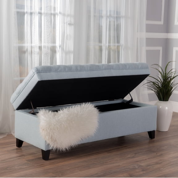 Bedroom Benches, JULIANA STORAGE OTTOMAN, Blue Wooden Bedroom Benches,Fabric Bedroom Benches With Storage, Furniture Bedroom Furniture Benches & Stools JULIANA STORAGE OTTOMAN