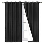 Bedroom Blackout Curtain 95 length Black Color for Large Window Sliding Door 2 panels Blocking Sunlight Grommets Top Adam