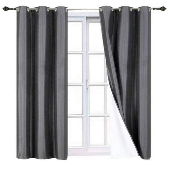 Bedroom Blackout Curtain 95" length Charcoal Color for Large Window Sliding Door 2 panels Blocking Sunlight Grommets Top Adam