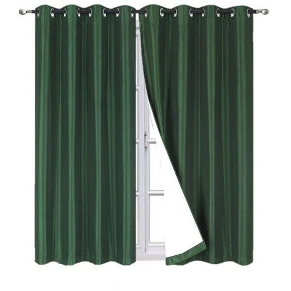 Bedroom Blackout Curtain 95" length Hunter Color for Large Window Sliding Door 2 panels Blocking Sunlight Grommets Top Adam