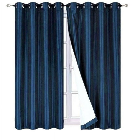 Bedroom Blackout Curtain 95" length Navy Color for Large Window Sliding Door 2 panels Blocking Sunlight Grommets Top Adam