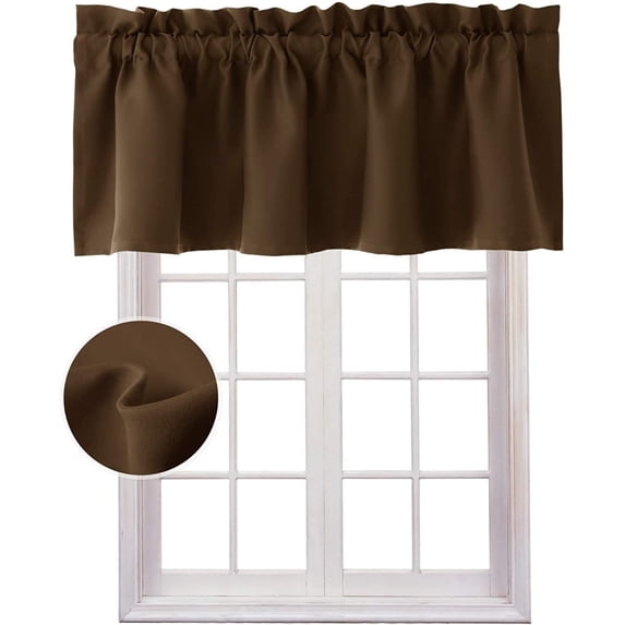 Bedroom Blackout Valance Tier - 57 inches by 17 inches Scalloped Rod Pocket Valance Window Curtain for Girl's Room/Baby Nursery/Dormitory/Kids Room, Lavender brown, 1 Pack