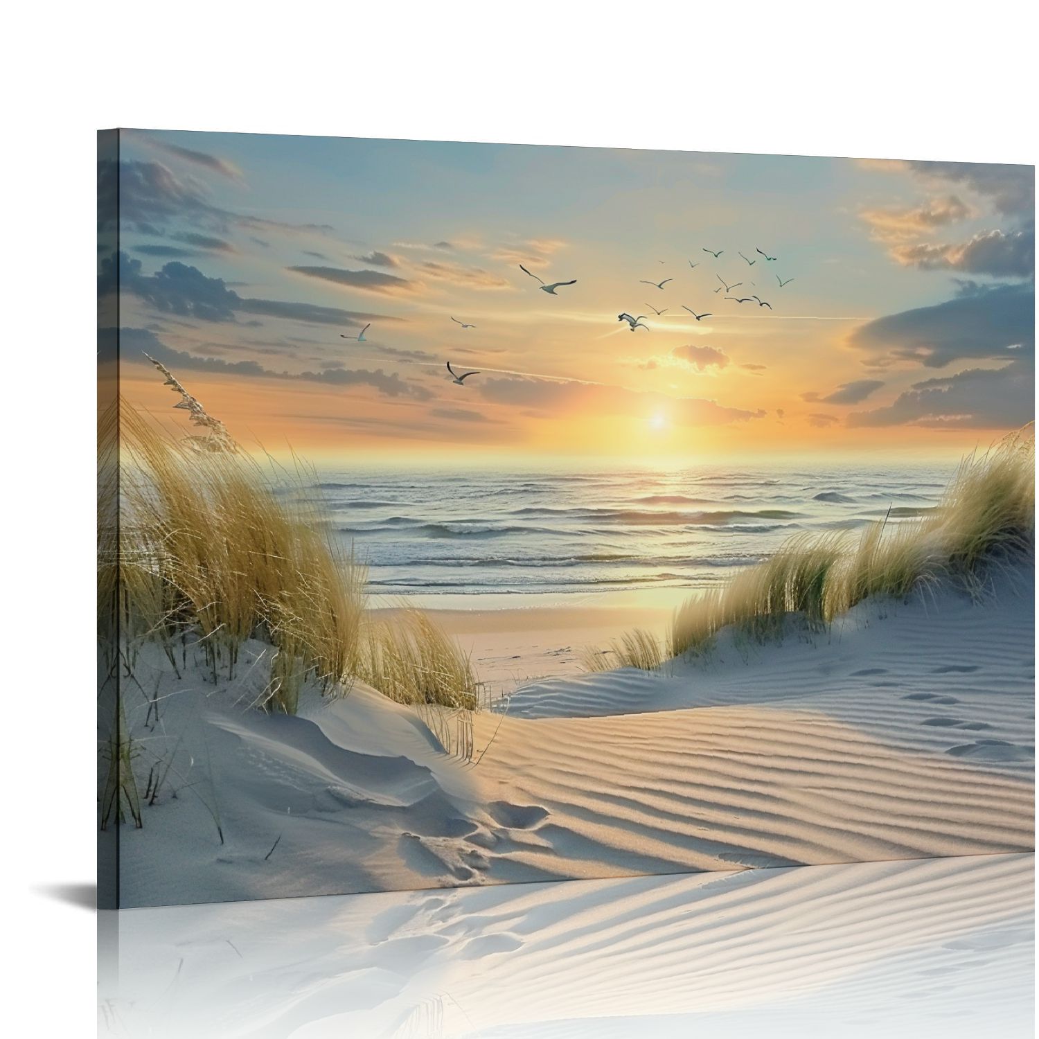Bedroom Canvas Wall Art Beach Ocean Scene Sea Framed Artwork Large