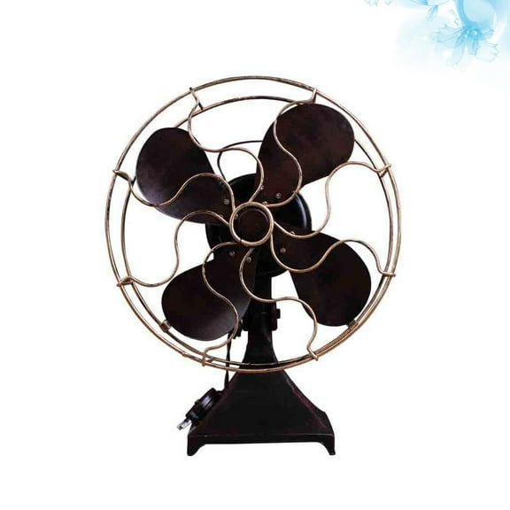 Amosfun 1Pc Vintage Iron Standing Fan Model Black Rustic Decorative Fan for Bedroom