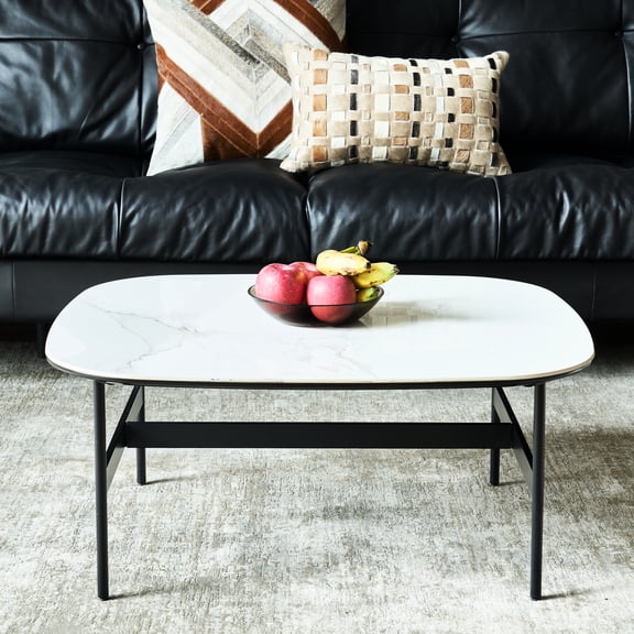 Bedroom Center Desk - Ceramic, 31.75 X 27.24 Inches, Easy To Put Together, Clean Easily, Black White Option Modern Coffee Table For Ceramic + , Assembly, Surface