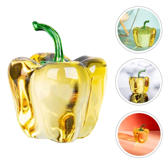 PartyKindom Decorative Bell Pepper Crystal Chili Figurine Yellow Crystal 1Set