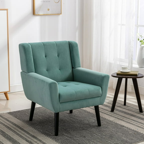 Bedroom Comfort Accent Chair | Allows Relaxed Lounging at Home | Elegant Velvet with Wood Frame | Supports Large - scale People
