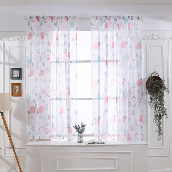 Bedroom Curtains 2 Panel Sets 60" Inch Length - Transparent Light Weight Soft Window Treatment Panels for Study Room/Living Room/Guest Room, Pink, Per Panel W40 X L60 inches