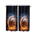 thumbnail image 1 of Bedroom Curtains 63 Inches length, Baseball, Window Treatment Curtain Drapes, Sports Theme Gradient Orange Blue Black Rod Pocket Curtain Panels for Living Room Kitchen, 42"x63", 2 Panels, 1 of 7