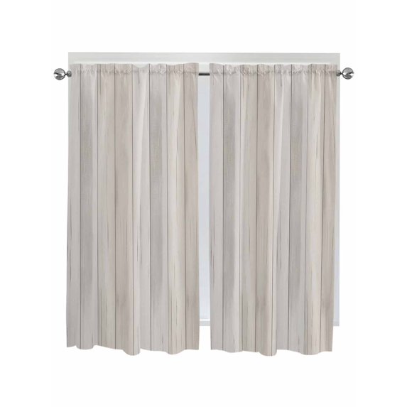 Bedroom Curtains 63 Inches length, Beige Window Treatment Curtain Drapes, Farmhouse Simple Abstract Striped Wooden Grain Rod Pocket Curtain Panels for Living Room Kitchen, 42"x63", 2 Panels