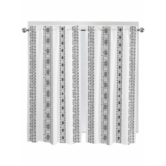 Bedroom Curtains 63 Inches length, Black Geometric Window Treatment Curtain Drapes, Boho Lines White Modern Abstract Art Rod Pocket Curtain Panels for Living Room Kitchen, 42"x63", 2 Panels