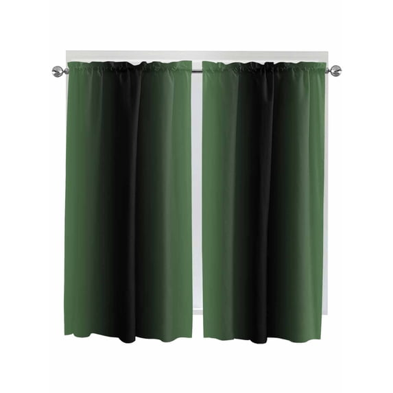 Bedroom Curtains 63 Inches length, Green Black Ombre Window Treatment Curtain Drapes, Modern Gradient Abstract Art Rod Pocket Curtain Panels for Living Room Kitchen, 42"x63", 2 Panels
