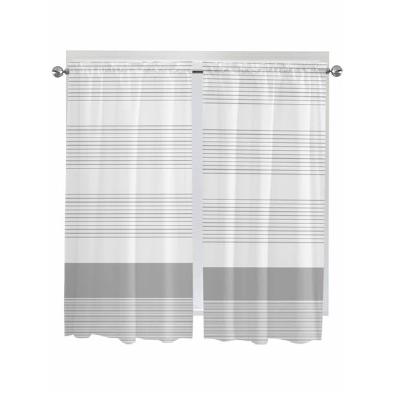 Bedroom Curtains 63 Inches length, Grey Stripe Window Treatment Curtain Drapes, Modern Abstract Monochrome Geometric Rod Pocket Curtain Panels for Living Room Kitchen, 42"x63", 2 Panels