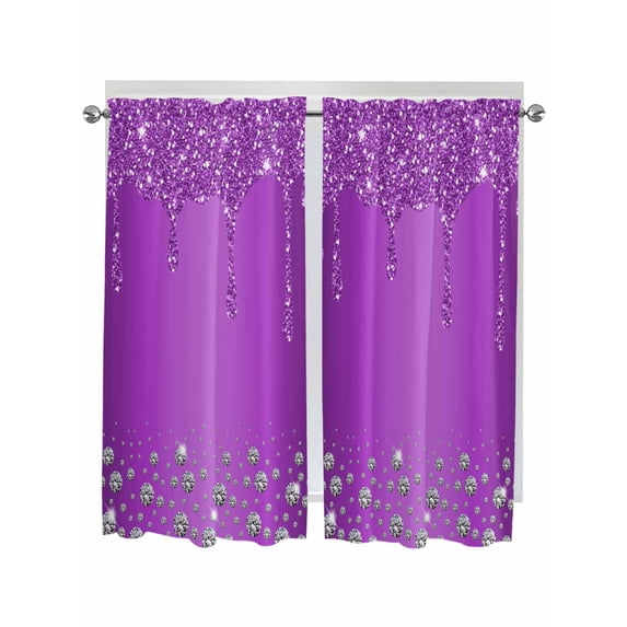Bedroom Curtains 63 Inches length, Modern Purple Window Treatment Curtain Drapes, Abstract Diamond Luxury Gradient Rod Pocket Curtain Panels for Living Room Kitchen, 42"x63", 2 Panels