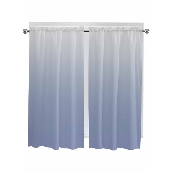 Bedroom Curtains 63 Inches length, Ombre Grey Blue| Window Treatment Curtain Drapes, Abstract Art Rod Pocket Curtain Panels for Living Room Kitchen, 42"x63", 2 Panels