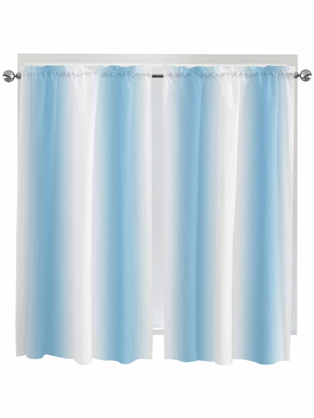 Bedroom Curtains 63 Inches length, Sky Blue White Window Treatment ...