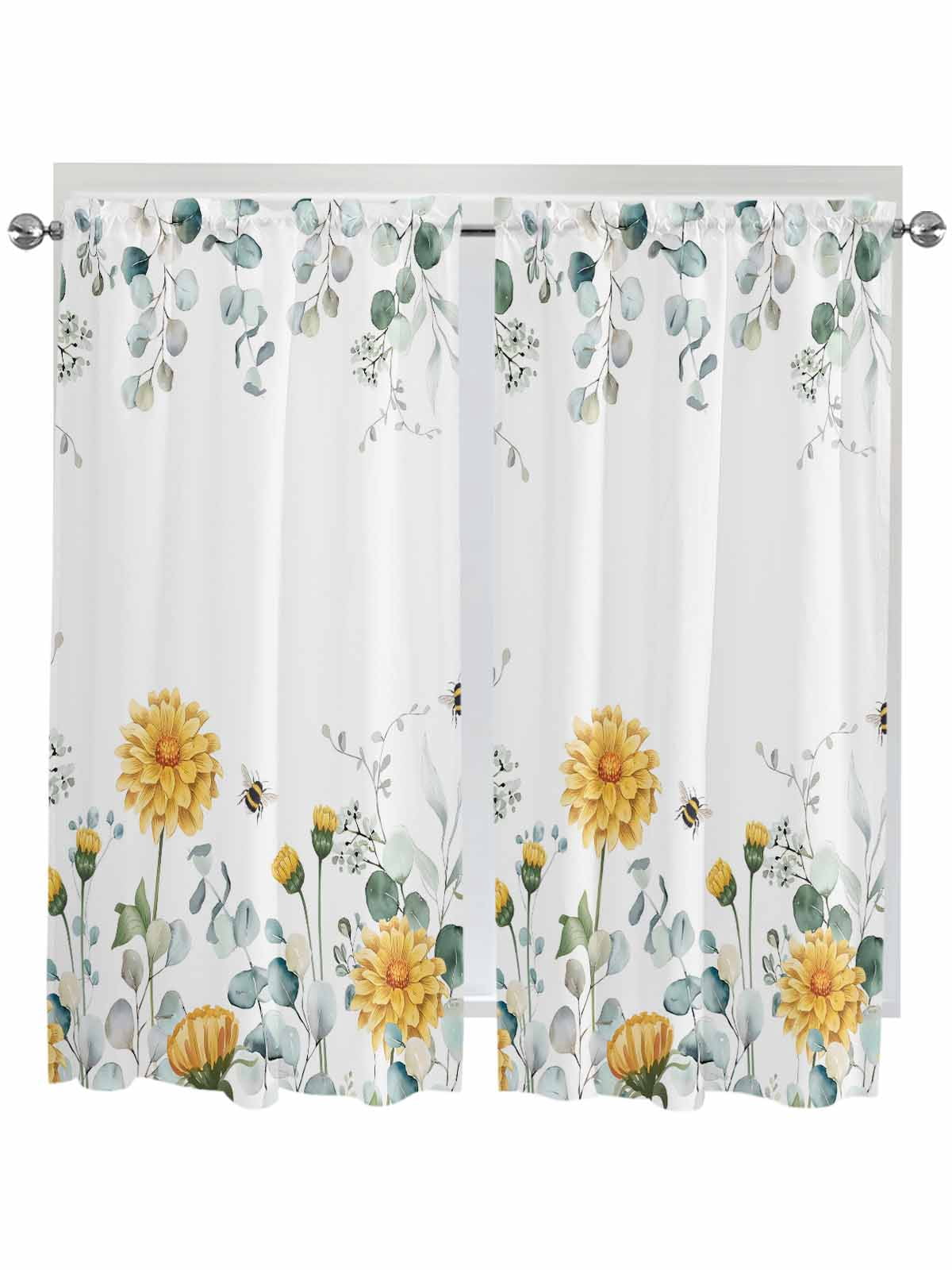 Bedroom Curtains 63 Inches length, Spring Flowers Window Treatment ...