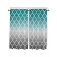 thumbnail image 1 of Bedroom Curtains 63 Inches length, Teal Grey Ombre Morocco Pattern Window Treatment Curtain Drapes, Modern Moroccan Geometric Rod Pocket Curtain Panels for Living Room Kitchen, 42"x63", 2 Panels, 1 of 7