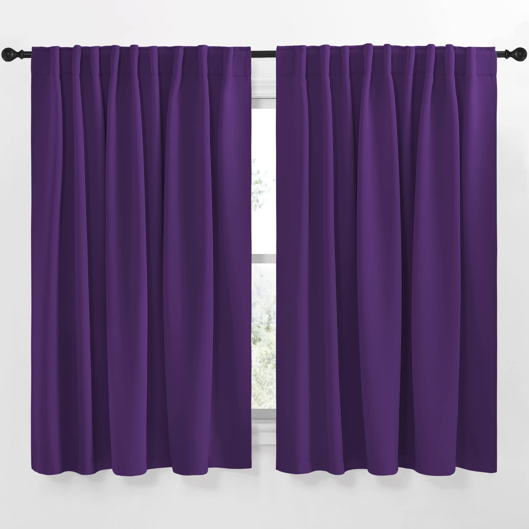 Bedroom Curtains Blackout Drapery Panels (Royal Purple Color) W70 x