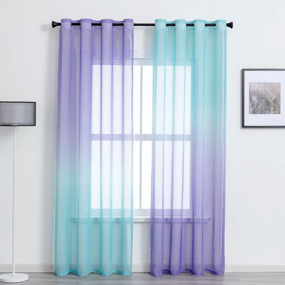 Bedroom Curtains for Girls Room Decor Grommet Ombre Thin Clear See Through Curtains for Windows
