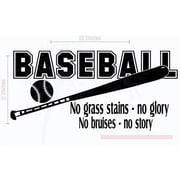 Bedroom D cor Baseball No Grass Stains No Bruises Sports Quote Wall Decals, 23x11-Inch, Black
