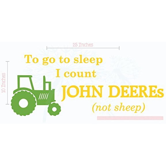 Bedroom Décor Count John Deeres Boy Wall Decals 2-Color 25x10-Inch Yellow/Lime Green