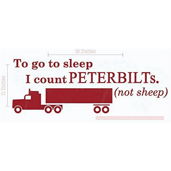 Bedroom Décor Count Peterbilts Not Sheep Boys Wall Sticker Decals 33x11-Inch Red