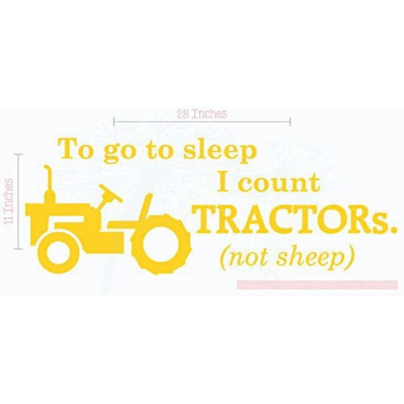 Bedroom Décor Count Tractors Not Sheep Boy Wall Decals Stickers 28x11-Inch Yellow
