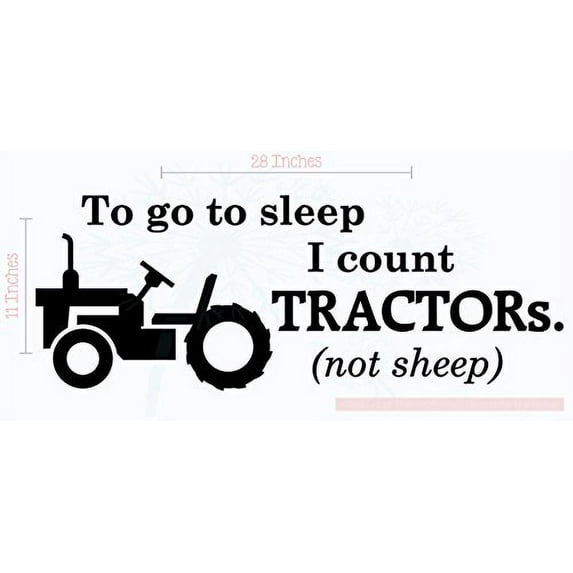 Bedroom Décor Count Tractors Not Sheep Boy Wall Decals Vinyl Sticker 28x11-Inch Blk
