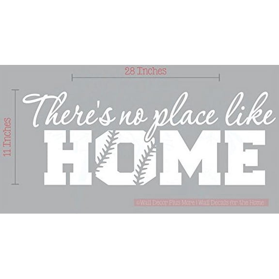 Bedroom Décor No Place Like Home Softball Wall Decals Sticker Vinyl Lettering 28x11-Inch White