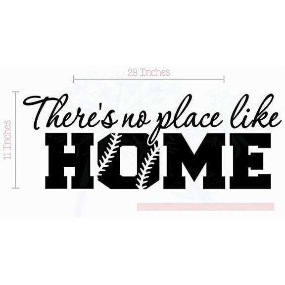 Bedroom Décor No Place Like Home Softball Wall Decals Vinyl Lettering Art 28x11-Inch Blk