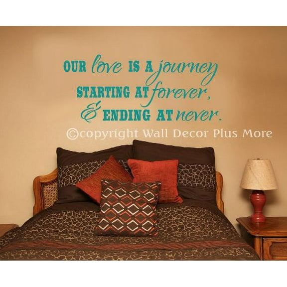 Bedroom Dcor Our Love is a Journey Wall Decals Sticker Vinyl Quote, 27x11.5-Inch, Turquoise