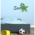 thumbnail image 1 of Bedroom Décor Soccer with Star Wall Decals Stickers 23x14-Inch, Deep Blue/Lime Green, 1 of 6