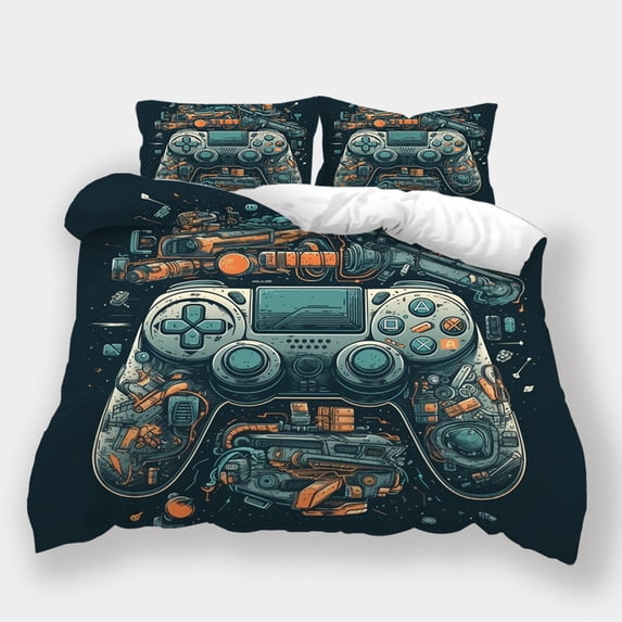 Bedroom Decor 3D Gamepad Printed Quilt Cover Duvet Cover Pillowcase Girl Boy Highend Bed Set,Full (80"x90")