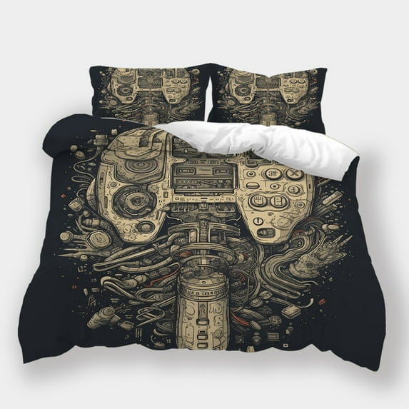 Bedroom Decor 3D Gamepad Printed Quilt Cover Duvet Cover Pillowcase Girl Boy Highend Bed Set,King (90"x104")