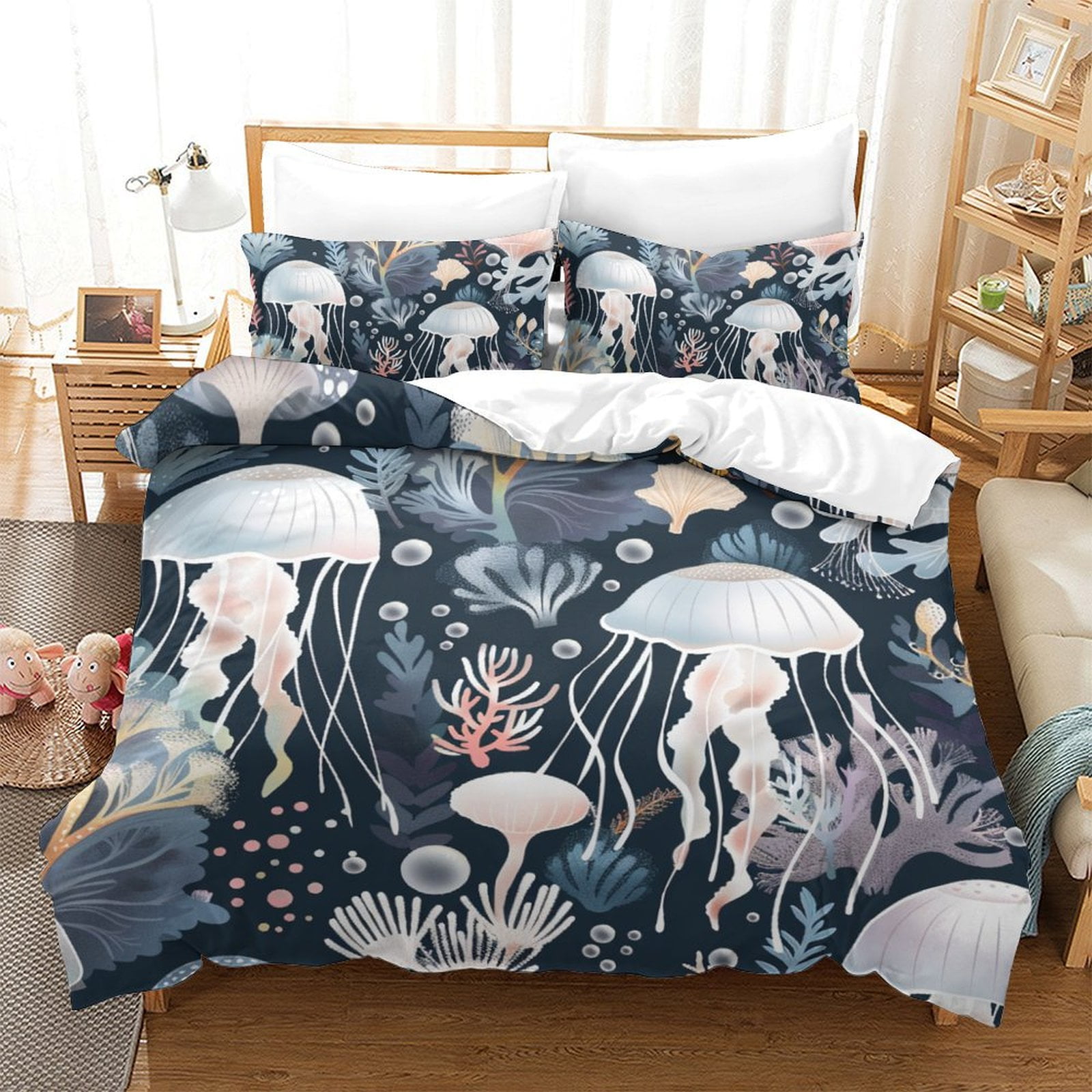Bedroom Decor Bedding Set Fantasy Jellyfish Printed Bedspreads Kids