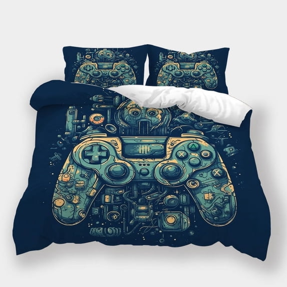 Bedroom Decor Fantasy Game Controller Printed Comforter Cover Pillowcase Boys Men Bed Set,Full (80"x90")