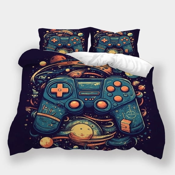 Bedroom Decor Fantasy Game Controller Printed Comforter Cover Pillowcase Boys Men Bed Set,King (90"x104")