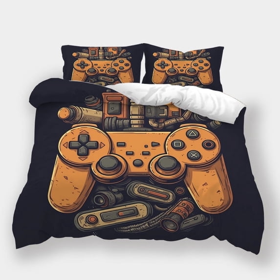 Bedroom Decor Fantasy Game Controller Printed Comforter Cover Pillowcase Boys Men Bed Set,Queen (90"x90")