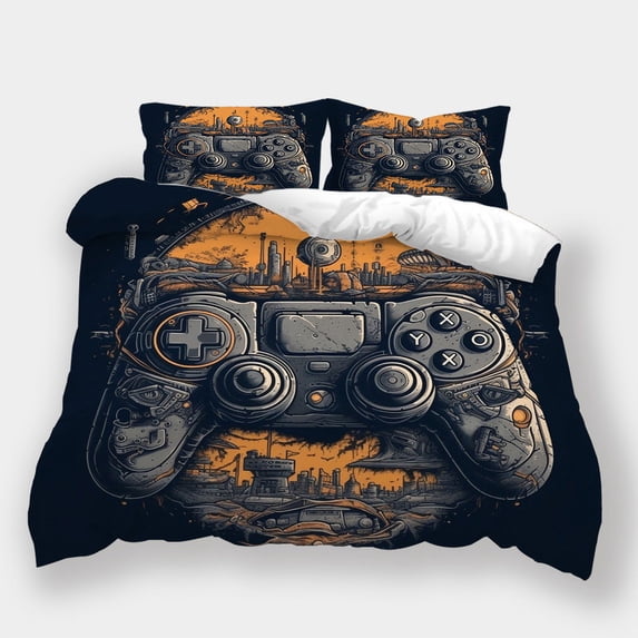 Bedroom Decor Gamer Handle Printed Quilt Cover Duvet Cover Set Kids Adult Cool Home Textiles,King (90"x104")