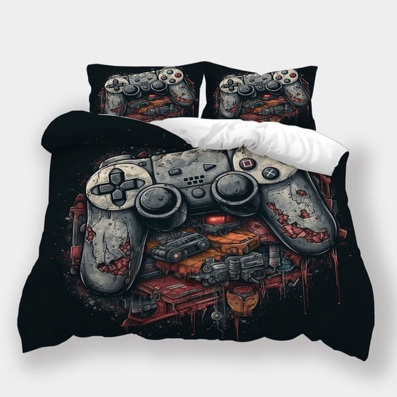 Bedroom Decor Gaming Theme Bedding Set Boys Girls High Quality 2/3pcs Comforter Cover Set,Twin (68"x86")