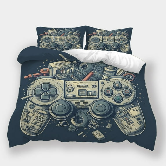 Bedroom Decor Home Bedclothes Game Controller Printed Duvet Cover Pillowcase Kids Bed Gift,Full (80"x90")