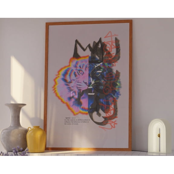 Bedroom Decor, Y2K Poster, Y2K Decor, Tiger Poster, Modern Art Print, Mindful Quote, Psychedelic Poster, Definition Print, 12x18 UNFRAMED