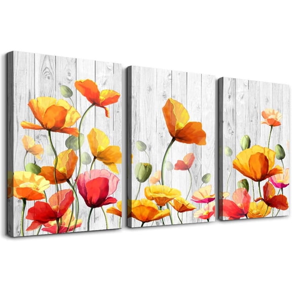 Bedroom Decoration kitchen Wall Artworks Canvas Wall Art for Living Room, 3 piece bathroom Wall decor Yellow flowers Watercolor painting posters Pictures office restaurant wall painting Home decor