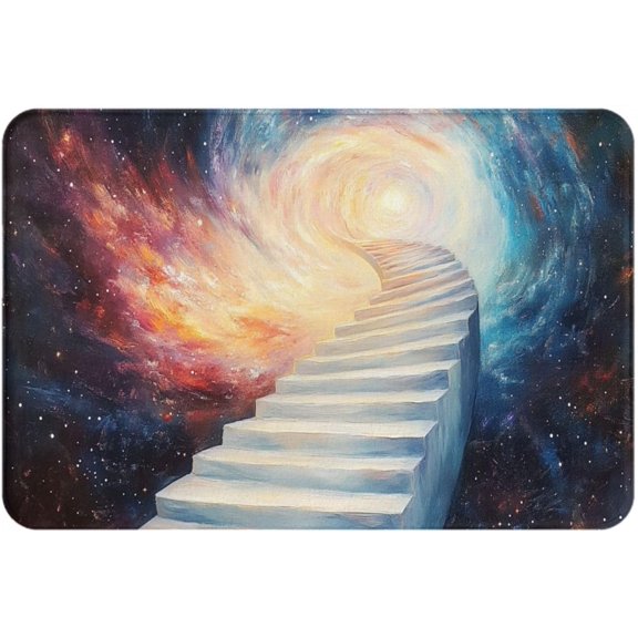 Bedroom Doormat, Starry Sky Vortex and Stairs, Indoor Shoe Cleaning Mat,Suitable for Study,Kitchen Floor Decoration,Dirt-Resistant,Non-Slip, Easy to Clean 16x24 Inch Flannel Floormat