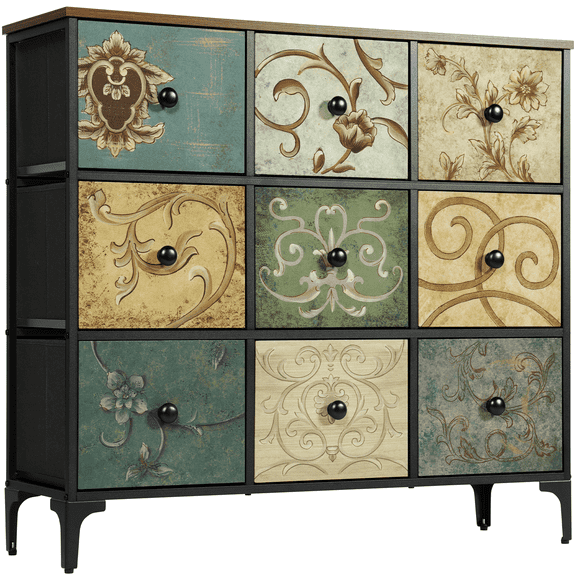Bedroom Dresser, 9 Drawer Tall Dresser for Bedroom, Storage Chest of Drawers, 39.4'' H X 36.2'' W X 11.7'' D