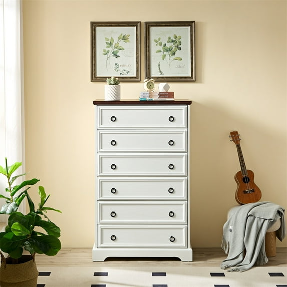 Bedroom Dresser, Dressers & Chests Of Drawers With 6 Large Drawers, Anti Toppling Devices Free Standing Storage Cabinet For Dining Room, Entryway