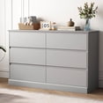 thumbnail image 1 of Bedroom Dresser Gray 6 Drawer Dressers Storage Chest of Drawers Double Dresser Storage Side Cabinet Room Furniture for Bedroom Living Room, 1 of 5