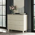 thumbnail image 1 of Bedroom Dresser with 3 Drawers, Mid-Century Modern Small Dresser, Beige Wood Chest of Drawers with Solid Wood Legs, 36", 1 of 5